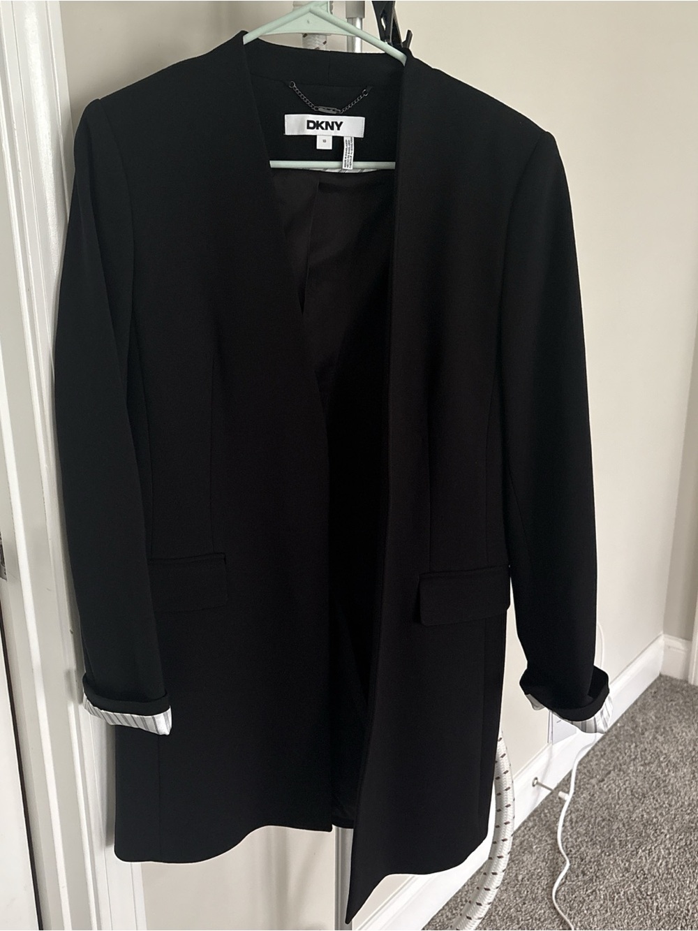 DKNY Black Long Open-Front Blazer - Picture 4 of 7